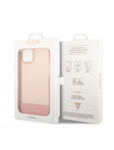 Guess PC/TPU Camera Outline Translucent Fodral för iPhone 14 Plus Rosa