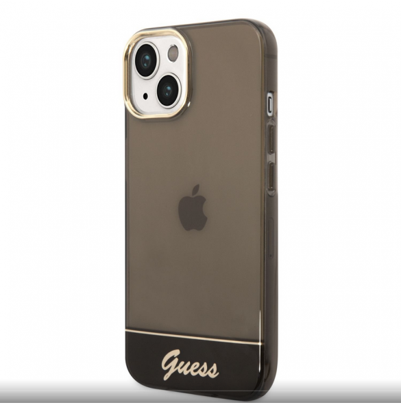 Guess PC/TPU Camera Outline Translucent Fodral för iPhone 14 Plus Svart