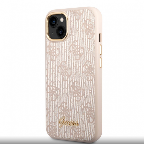 Guess PC/TPU 4G Metal Camera Outline Fodral för iPhone 14 Plus Rosa