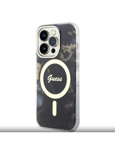 Guess Marble IML MagSafe-kompatibelt fodral för iPhone 13 Pro Svart