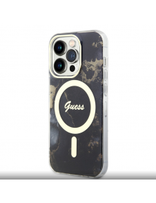 Guess Marble IML MagSafe-kompatibelt fodral för iPhone 13 Pro Svart