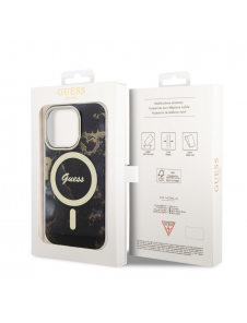 Guess Marble IML MagSafe-kompatibelt fodral för iPhone 13 Pro Svart
