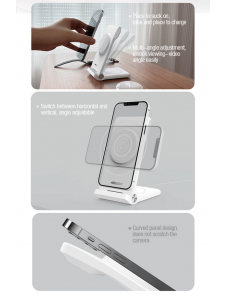 Nillkin PowerTrio 3in1 trådlös laddare MagSafe för Apple Watch Vit (MFI)