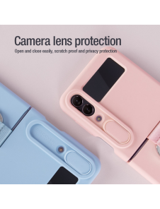 Nillkin CamShield Silky Silicone Case for Samsung Galaxy Z Flip 4 5G Light Peach