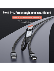Nillkin Datakabel Swift Pro 3in1 1,5m Svart