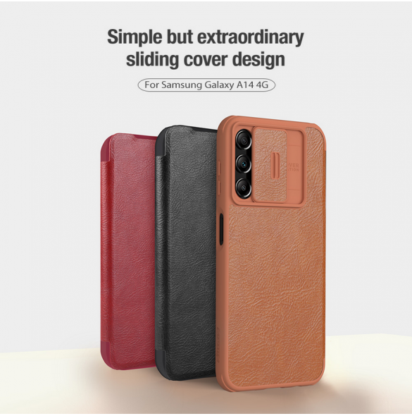 Nillkin Qin Book PRO Fodral till Samsung Galaxy A14 4G Röd