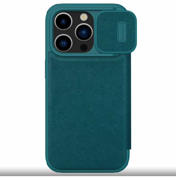 Nillkin Qin Book PRO vanligt läderfodral till Apple iPhone 15 Pro Max Exuberant Green