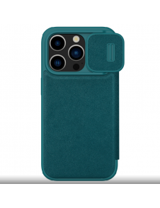 Nillkin Qin Book PRO vanligt läderfodral till Apple iPhone 15 Pro Max Exuberant Green