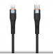 Nillkin Flowspeed flytande silikondatakabel USB-C/Lightning 1,2m 27W Svart