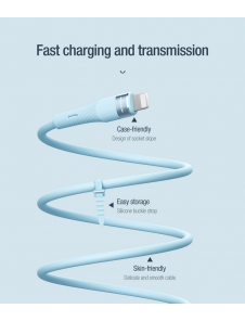 Nillkin Flowspeed flytande silikondatakabel USB-C/Lightning 1,2m 27W Svart