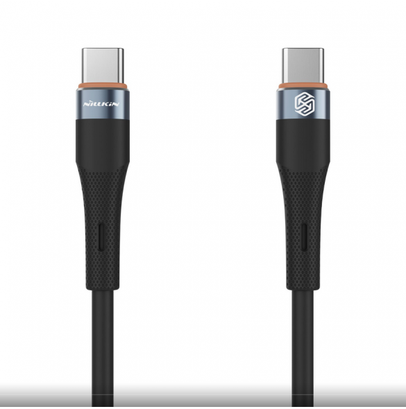 Nillkin Flowspeed flytande silikondatakabel USB-C/USB-C 1,2m 60W Svart