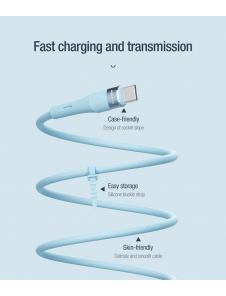 Nillkin Flowspeed flytande silikondatakabel USB-C/USB-C 1,2m 60W Svart