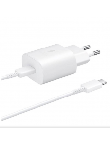 EP-TA800EWE + EP-DA705BWE Samsung 25W reseladdare + USB-C/USB-C datakabel Vit (OOB Bulk)