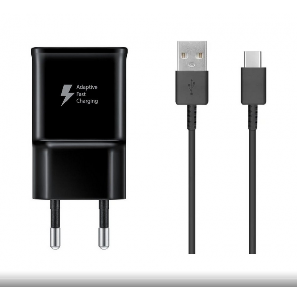 EP-TA200EBE + EP-DG970BBE Samsung 15W reseladdare + USB-C datakabel svart (OOB Bulk)