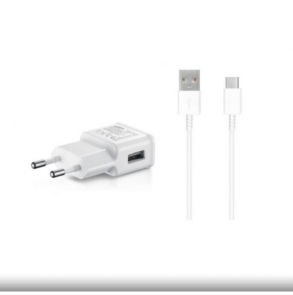 EP-TA200EWE + EP-DG970BWE Samsung 15W reseladdare + USB-C datakabel Vit (OOB Bulk)