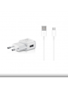 EP-TA200EWE + EP-DG970BWE Samsung 15W reseladdare + USB-C datakabel Vit (OOB Bulk)
