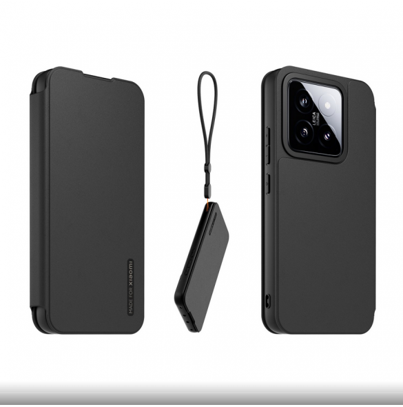 Gjord för Xiaomi bokfodral med halsband för Xiaomi 14 Black