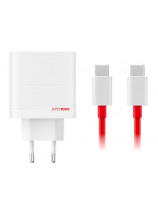 OnePlus SUPERVOOC 80W GaN Dual USB-A + USB-C reseladdare + USB-C/USB-C-kabel Vit