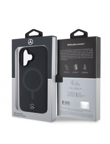 Mercedes Smooth Leather MagSafe Fodral till iPhone 16 Svart