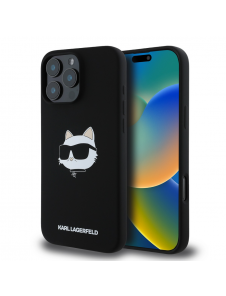 Karl Lagerfeld Liquid Silicone Choupette Head MagSafe Fodral för iPhone 16 Pro Svart
