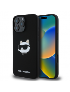 Karl Lagerfeld Liquid Silicone Choupette Head MagSafe Fodral för iPhone 16 Pro Svart