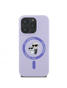 Karl Lagerfeld flytande silikon Karl och Choupette MagSafe-fodral till iPhone 16 Pro Lila