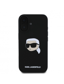 Karl Lagerfeld Flytande Silikon Karl Head MagSafe Fodral till iPhone 16 Svart