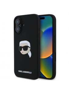Karl Lagerfeld Flytande Silikon Karl Head MagSafe Fodral till iPhone 16 Svart