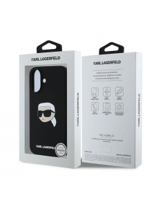 Karl Lagerfeld Flytande Silikon Karl Head MagSafe Fodral till iPhone 16 Svart