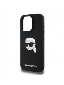 Karl Lagerfeld Flytande Silikon Karl Head MagSafe Fodral till iPhone 16 Pro Svart