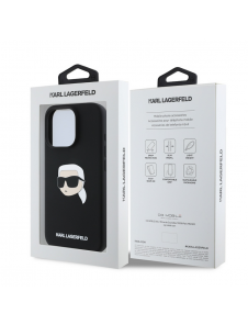 Karl Lagerfeld Flytande Silikon Karl Head MagSafe Fodral till iPhone 16 Pro Svart