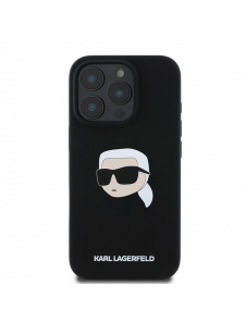 Karl Lagerfeld Flytande Silikon Karl Head MagSafe Fodral till iPhone 16 Pro Max Svart