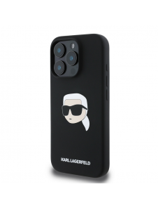 Karl Lagerfeld Flytande Silikon Karl Head MagSafe Fodral till iPhone 16 Pro Max Svart