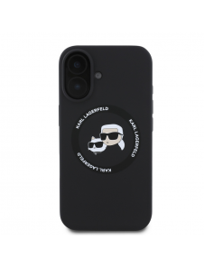 Karl Lagerfeld flytande silikon K&CH Heads MagSafe-fodral till iPhone 16 Svart