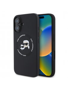 Karl Lagerfeld flytande silikon K&CH Heads MagSafe-fodral till iPhone 16 Svart