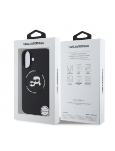 Karl Lagerfeld flytande silikon K&CH Heads MagSafe-fodral till iPhone 16 Svart
