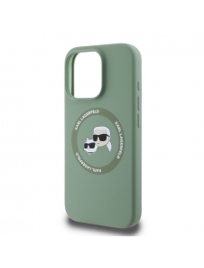 Karl Lagerfeld flytande silikon K&CH Heads MagSafe-fodral till iPhone 16 Pro Kaki