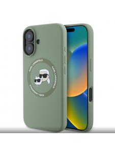 Karl Lagerfeld flytande silikon K&CH Heads MagSafe-fodral till iPhone 16 Kaki