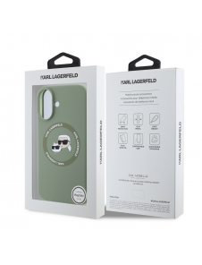 Karl Lagerfeld flytande silikon K&CH Heads MagSafe-fodral till iPhone 16 Kaki