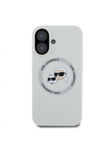 Karl Lagerfeld flytande silikon K&CH Heads MagSafe-fodral till iPhone 16 Beige