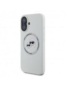 Karl Lagerfeld flytande silikon K&CH Heads MagSafe-fodral till iPhone 16 Beige