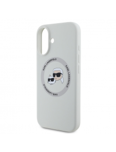 Karl Lagerfeld flytande silikon K&CH Heads MagSafe-fodral till iPhone 16 Beige