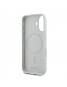 Karl Lagerfeld flytande silikon K&CH Heads MagSafe-fodral till iPhone 16 Beige