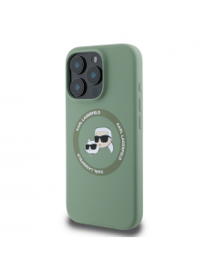 Karl Lagerfeld flytande silikon K&CH Heads MagSafe-fodral för iPhone 16 Pro Max Kaki