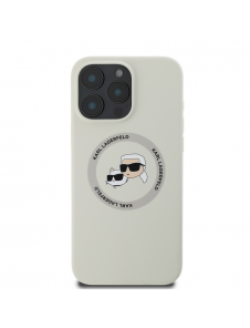 Karl Lagerfeld flytande silikon K&CH Heads MagSafe-fodral för iPhone 16 Pro Max Beige