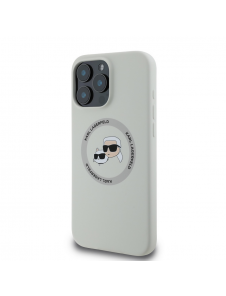 Karl Lagerfeld flytande silikon K&CH Heads MagSafe-fodral för iPhone 16 Pro Max Beige