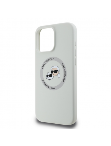 Karl Lagerfeld flytande silikon K&CH Heads MagSafe-fodral för iPhone 16 Pro Max Beige