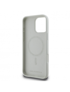 Karl Lagerfeld flytande silikon K&CH Heads MagSafe-fodral för iPhone 16 Pro Max Beige