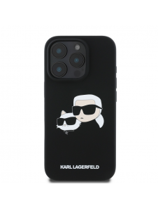 Karl Lagerfeld flytande silikon Double Heads MagSafe-fodral för iPhone 16 Pro Svart