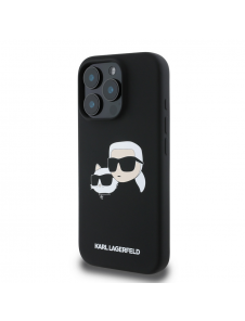 Karl Lagerfeld flytande silikon Double Heads MagSafe-fodral för iPhone 16 Pro Svart